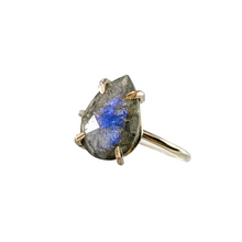 Load image into Gallery viewer, Rose Cut Pear Labradorite Ring