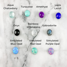 Load image into Gallery viewer, Oval Gemstone Hoop Earrings