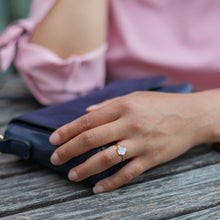 Load image into Gallery viewer, Hexagon Rainbow Moonstone Ring