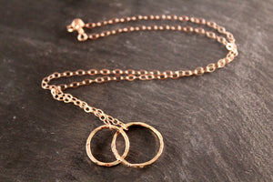 Large Hammered Double Circle Link Necklace