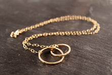 Load image into Gallery viewer, Large Hammered Double Circle Link Necklace