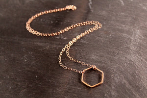 Hammered Hexagon Necklace
