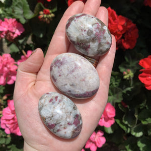 pink tourmaline and rubellite palm stones