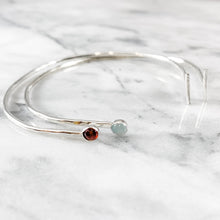 Load image into Gallery viewer, Hammered Birthstone Bangle Cuff