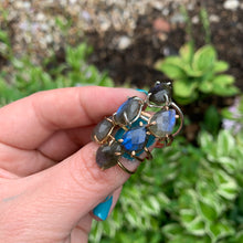 Load image into Gallery viewer, Rose Cut Pear Labradorite Ring