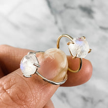 Load image into Gallery viewer, Hexagon Rainbow Moonstone Ring
