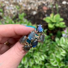 Load image into Gallery viewer, Rose Cut Pear Labradorite Ring