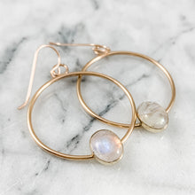 Load image into Gallery viewer, Oval Gemstone Hoop Earrings