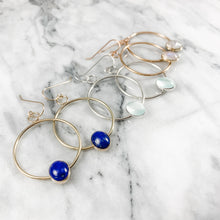 Load image into Gallery viewer, Oval Gemstone Hoop Earrings