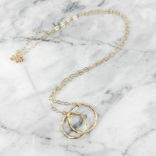 Load image into Gallery viewer, Large Hammered Double Circle Link Necklace