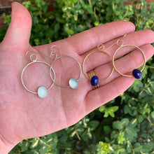 Load image into Gallery viewer, Oval Gemstone Hoop Earrings