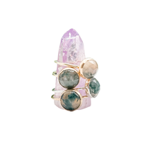 Load image into Gallery viewer, Moss Agate Rose Cut Ring