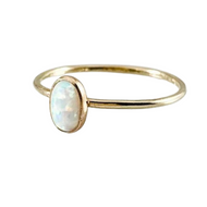 Small Thin Oval Gemstone Ring