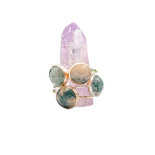 Load image into Gallery viewer, Moss Agate Rose Cut Ring