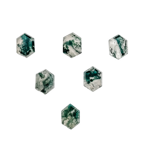 Moss Agate Large Hexagon Ring