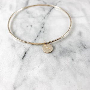 Hammered Initial Bangle