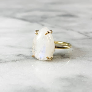 Pear Moonstone Gemstone Ring - Large