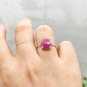 Pink Sapphire Hexagon Ring