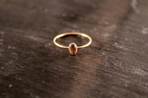 Small Thin Oval Gemstone Ring