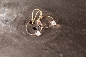 Herkimer Diamond Dangle Hoop Earrings
