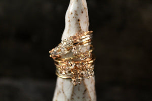 Herkimer Diamond Hammered Ring