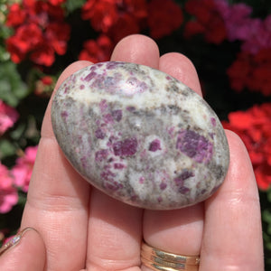 ruby and rhyolite palm stones