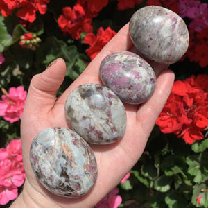 pink tourmaline and rubellite palm stones