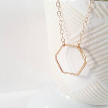 Load image into Gallery viewer, Hammered Hexagon Necklace
