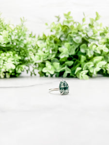 Moss Agate Pear Ring