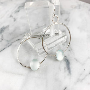 Oval Gemstone Hoop Earrings