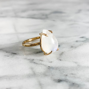 Pear Moonstone Gemstone Ring - Large