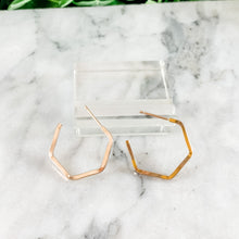 Load image into Gallery viewer, Hexagon Square Wired Hoop Earrings
