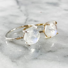 Load image into Gallery viewer, Hexagon Rainbow Moonstone Ring
