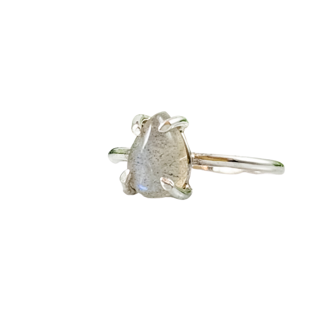 Small Labradorite Pear Ring