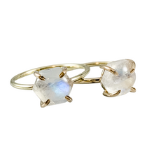 Load image into Gallery viewer, Smooth Hexagon Rainbow Moonstone Ring